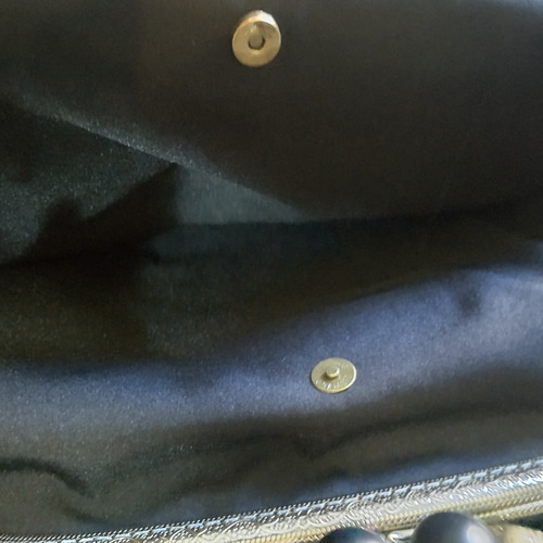 2wey! 両面表面 金帯銀帯 デニムリメイク あおりがま口リュック バッグ