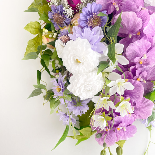 胡蝶蘭の華やかなフラワースワッグ 光触媒フラワー 開店祝いや誕生日や