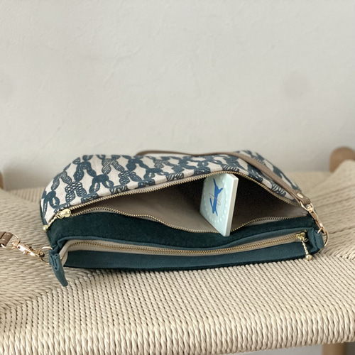 ⚮̈ミナペルホネン pomppia × ウールツイル ドラポケショルダー ファー