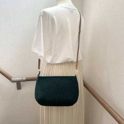 ⚮̈ミナペルホネン pomppia × ウールツイル ドラポケショルダー ファー