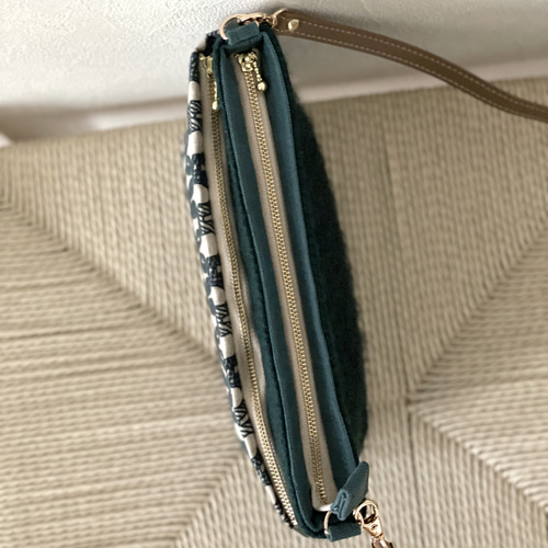 ⚮̈ミナペルホネン pomppia × ウールツイル ドラポケショルダー ファー