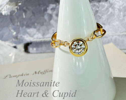 Forever Glow｜ハート＆キューピッド モアサナイト チェーンリング