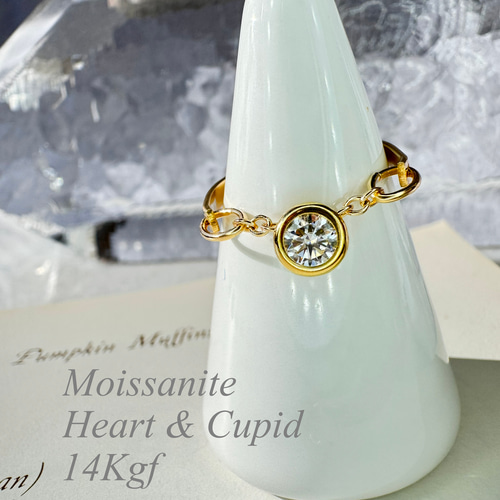 Forever Glow｜ハート＆キューピッド モアサナイト チェーンリング