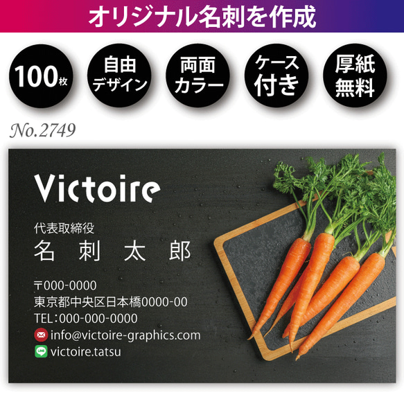 名刺作成 名刺印刷 100枚 両面 フルカラー 紙ケース付 No.2749
