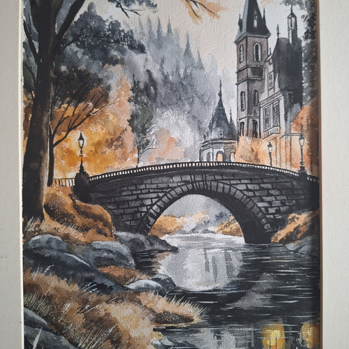 水彩画 晩秋の静寂な刻 絵画 makochin 通販 20284946｜Creema(クリーマ)