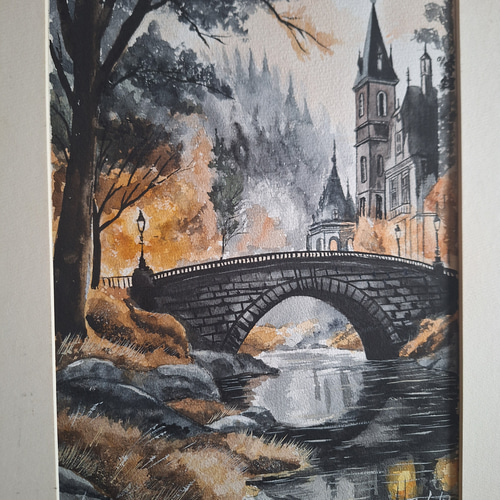 水彩画 晩秋の静寂な刻 絵画 makochin 通販 20284946｜Creema(クリーマ)