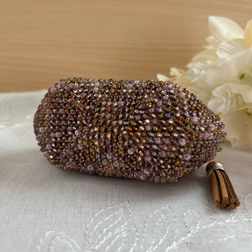 最終お値下げ【未使用・長期保管品】ビーズ財布 ビーズがま口財布 小銭入れ 大人かわいい