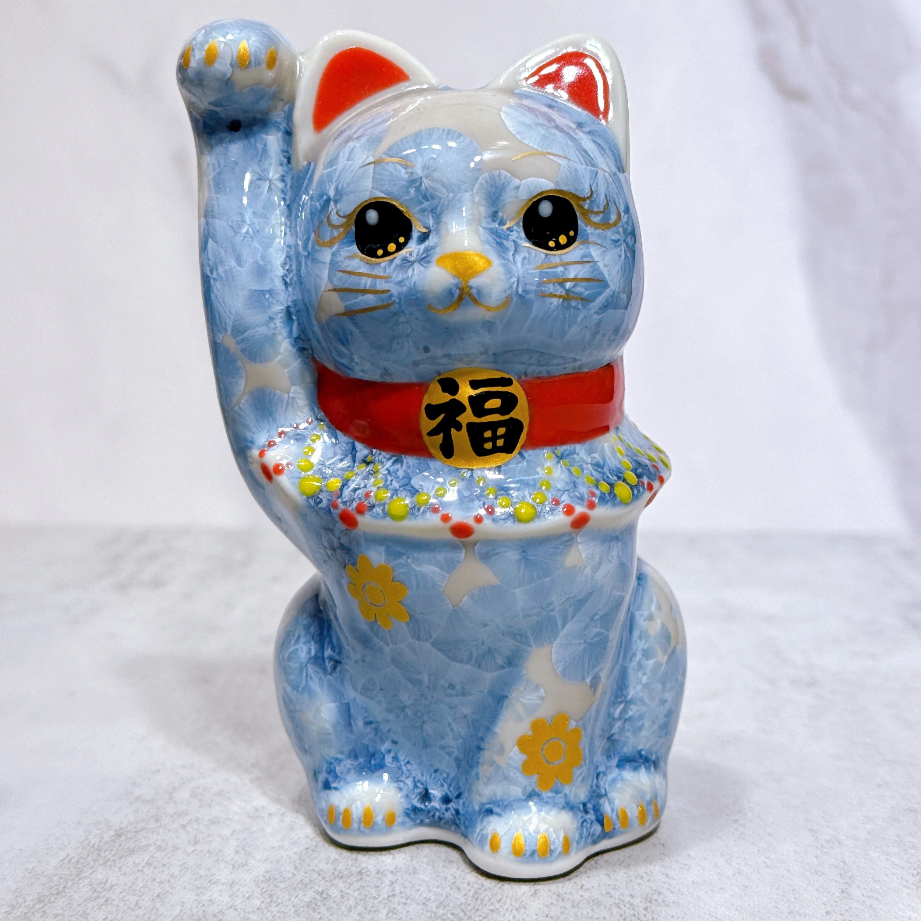 【清水焼 招き猫】花結晶、銀蔓、千両  Sw1-sw03