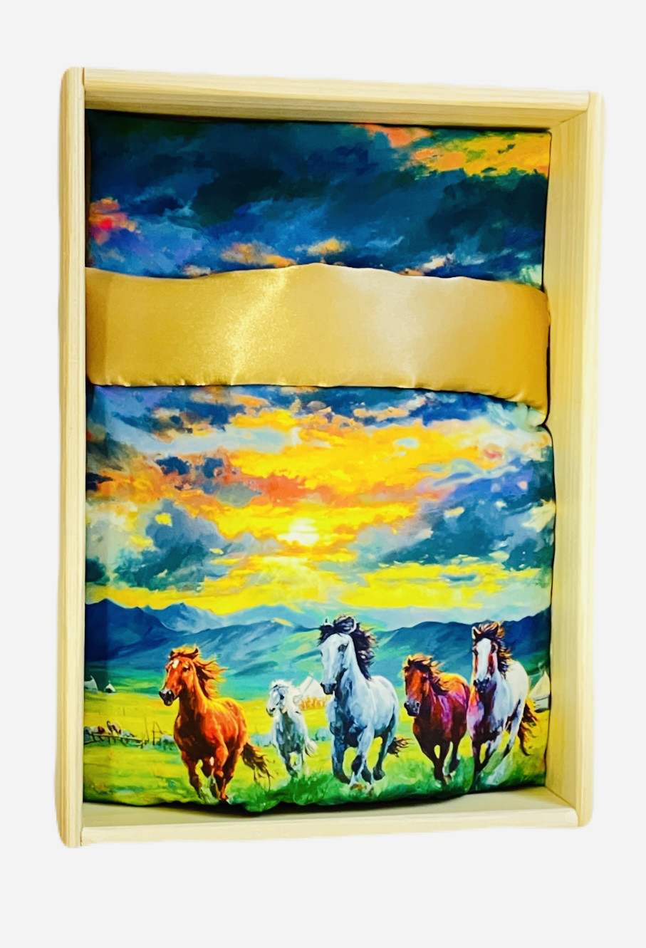 財布布団　2026年干支柄　輝馬宝満　（ヒノキ箱入り）