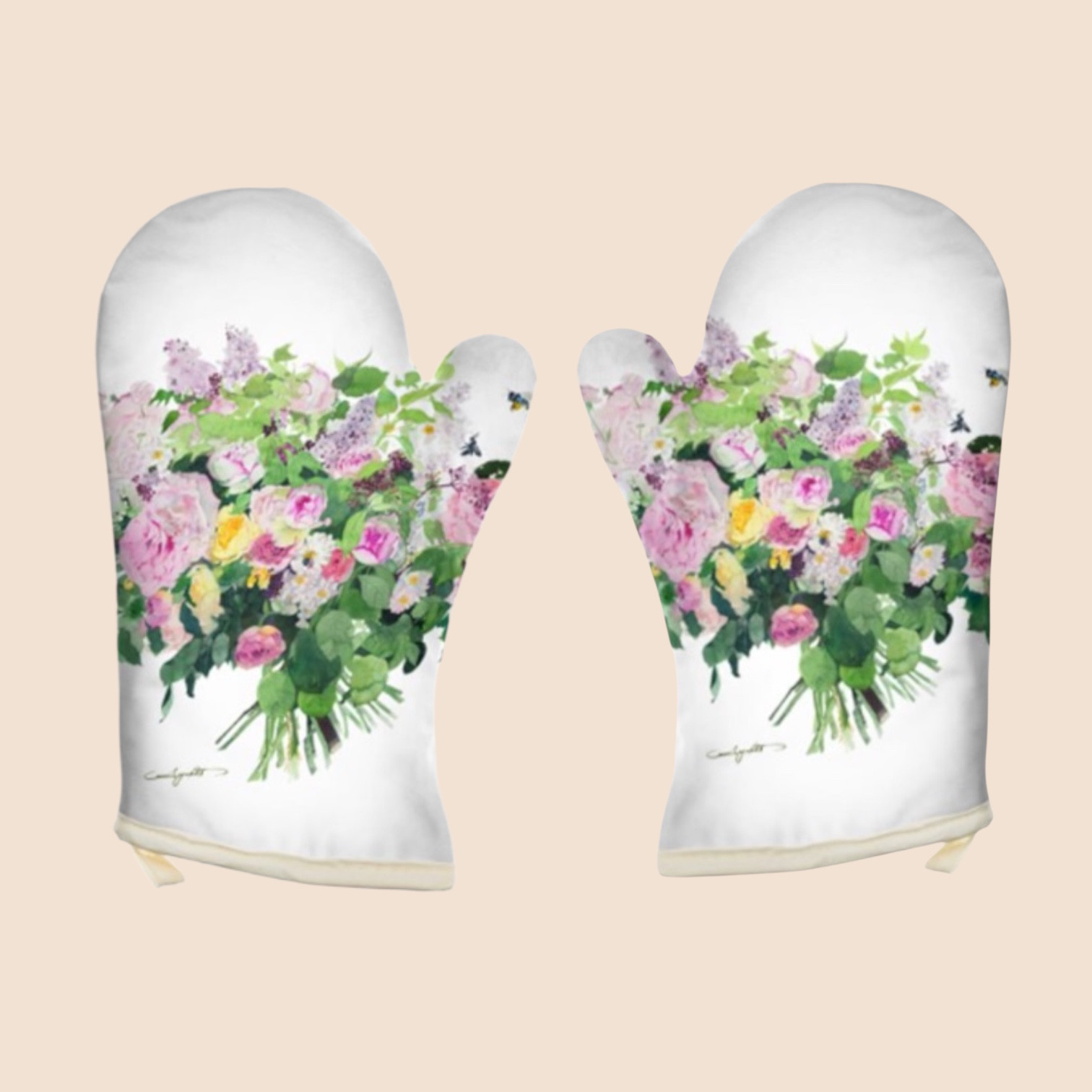 母の日　２つの生地から選べるオーブンペアミトン「黒ブドウとアーティチョーク」