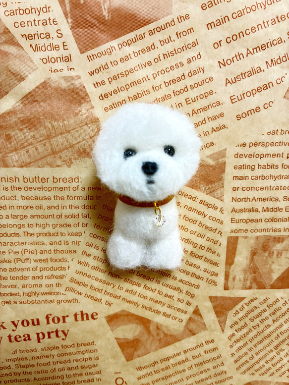 羊毛フェルトビションフリーゼ 羊毛フェルトビションフリーゼブローチ