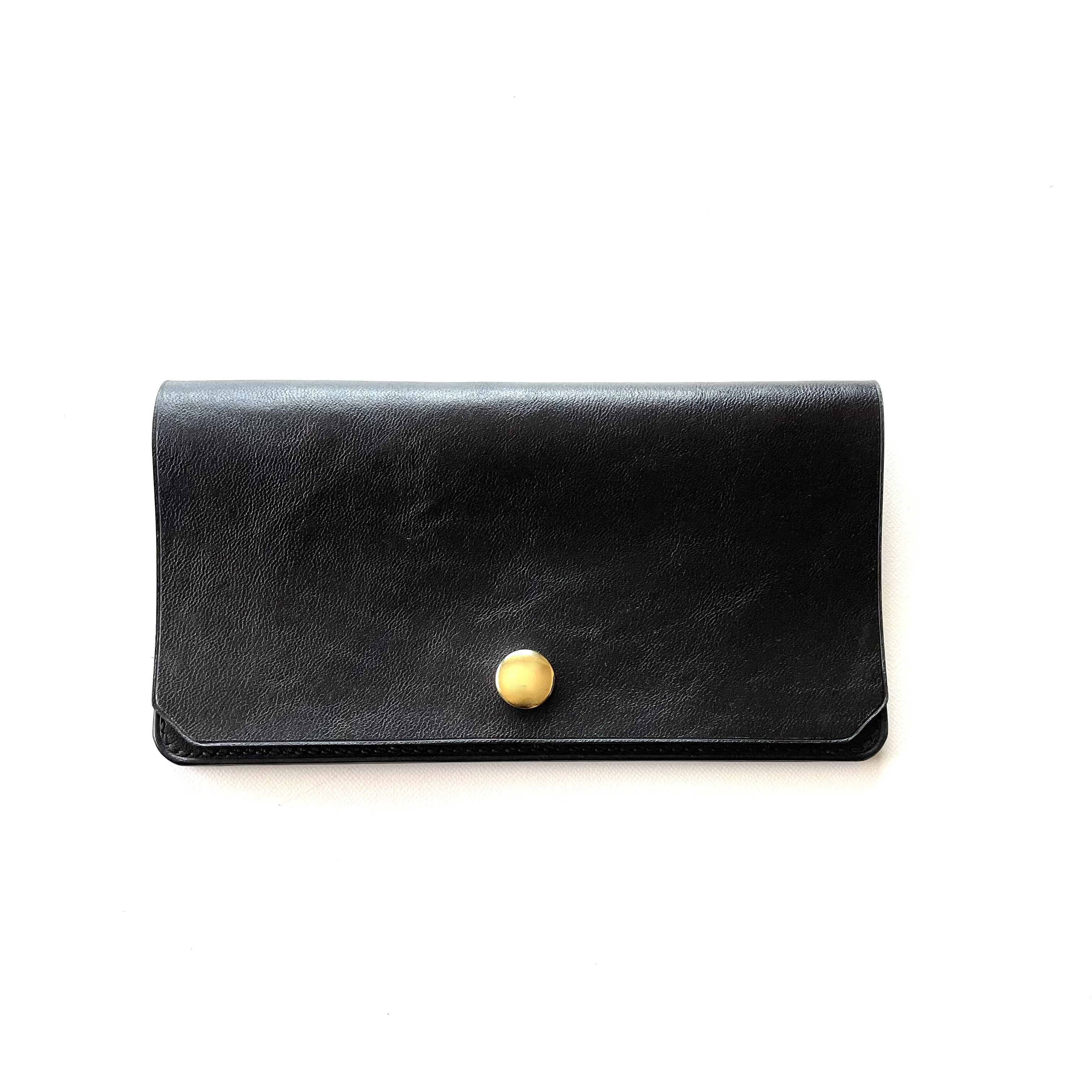 トラッカーウォレット　薄い財布　英国クレイトン社デッドストックレザー　プリムイタリーホック