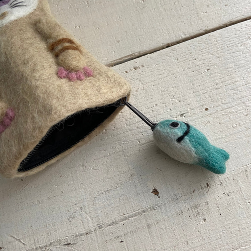 オリジナル 羊毛 フェルト 猫ちゃん ポーチ ハンドメイド ポーチ orb