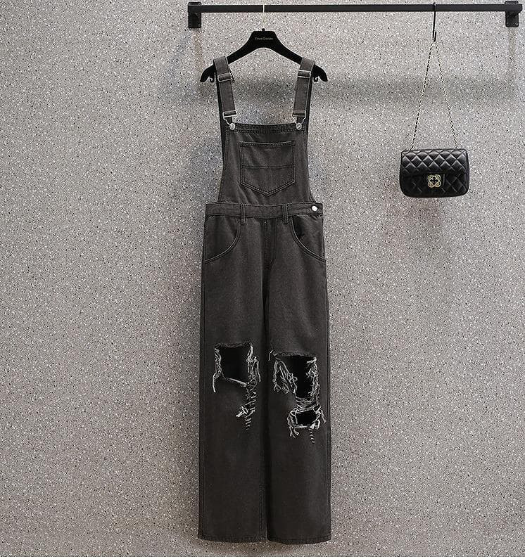 大きいサイズ オーバーオール　サロペット　ダメージ　レディース パンツ　新品