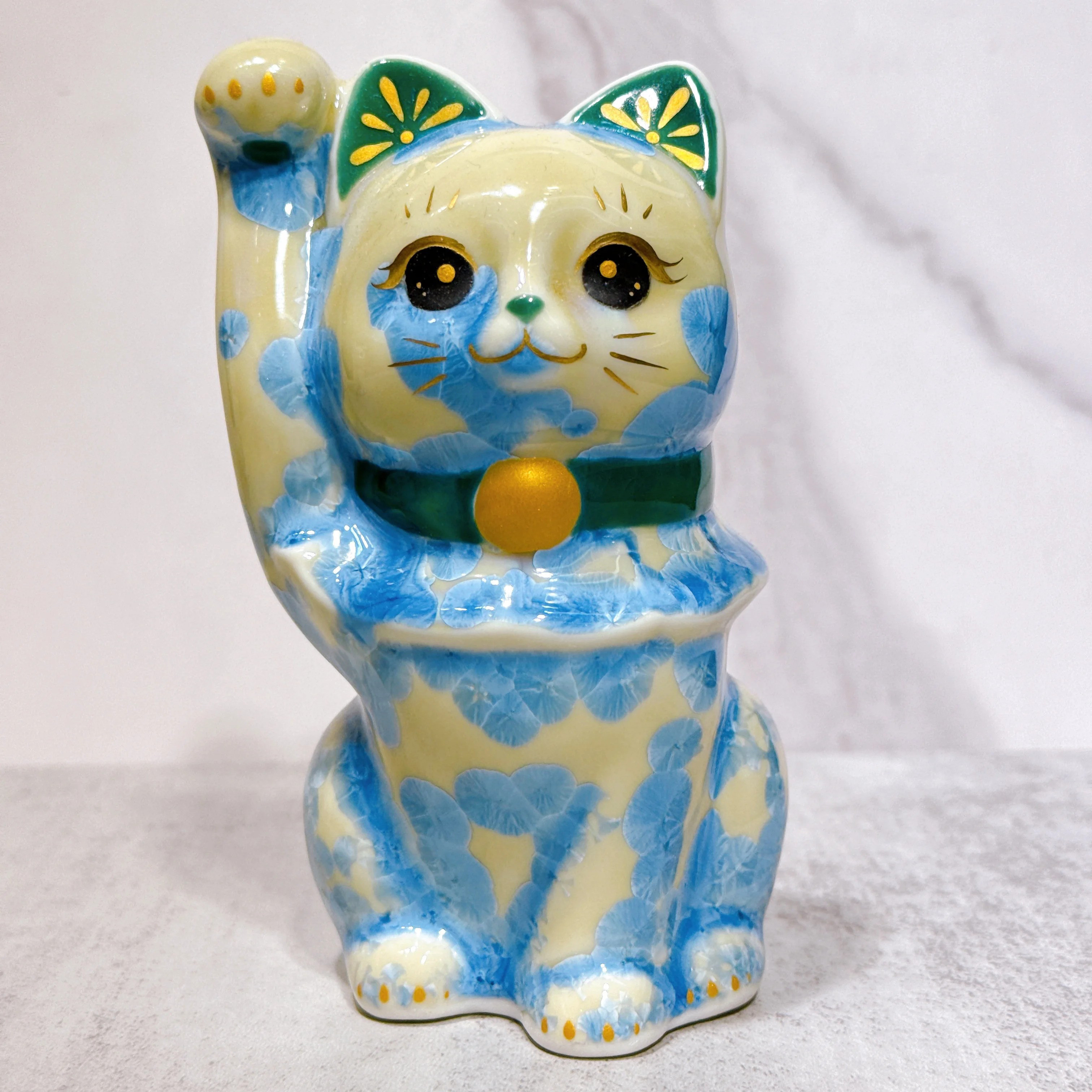 【清水焼 招き猫】フラワークリスタル