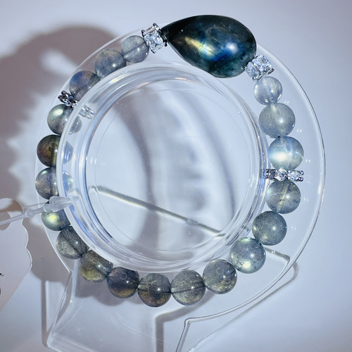 一点物　天然石　ハンドメイドブレス　ラブラドライト ラブラドライト/ブレスレット】内径約15cm 浄化済み No,400 天然石