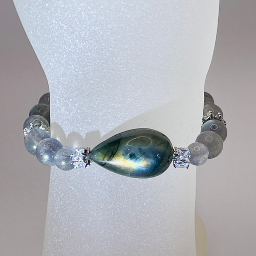 ラブラドライト/ブレスレット】内径約15cm 浄化済み No,400 天然石