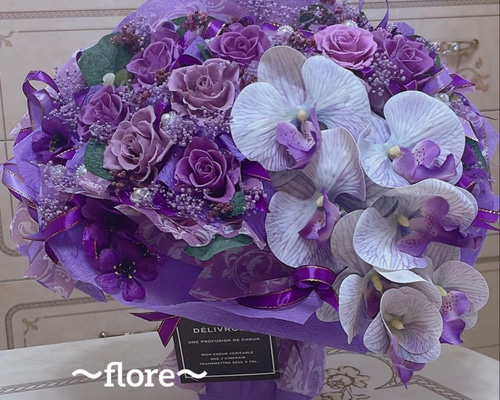 送料無料、ラッピング込み】✨特大✨ 大人気✨紫ミックスバラ