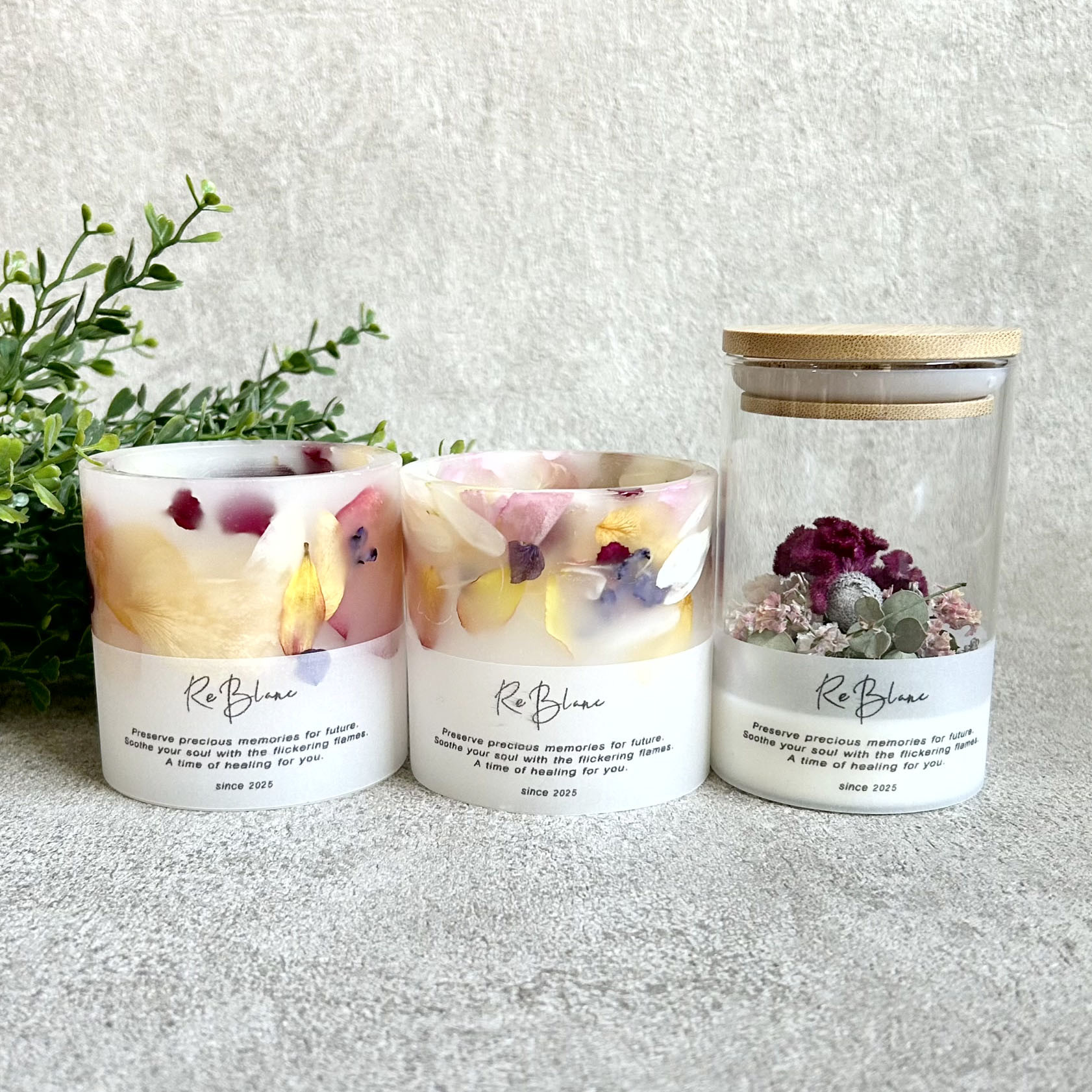 【受注生産品】想い出の花束をキャンドルに！アフターブーケキャンドルM2本+ petit Gift フラワーギフト