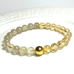 白天珠・金銭如意天珠とホワイトアンフィボールインクォーツの