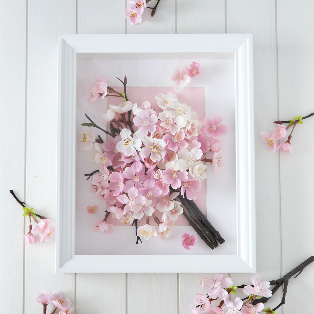 【ずっと眺めていたい春】満開の桜の立体フレームアレンジ｜入学・ひな祭り・お祝い（受注制作）
