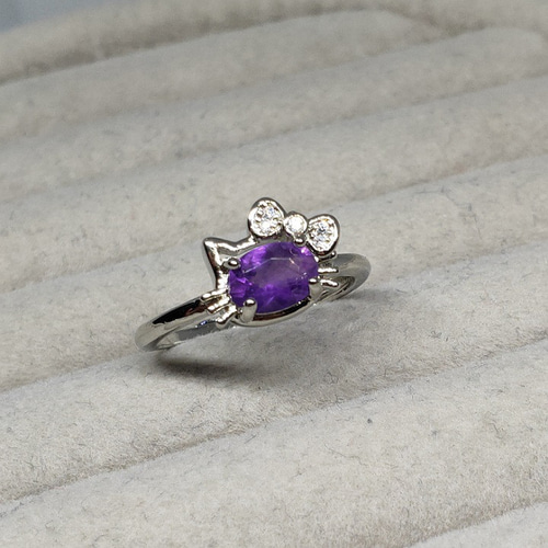 天然紫水晶 指輪 紫水晶戒指 ビンテージ六角カット 紫水晶 エンゲージリング リーフ