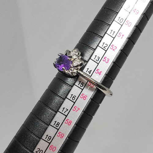 送料込 2月誕生石 猫 指輪 紫水晶「愛の守護石」アメジスト リング