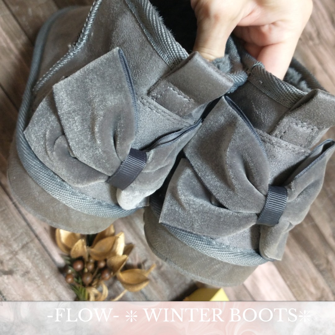 【S〜LL】ボリュームリボンムートンブーツ/ショートミニ丈 4,400円