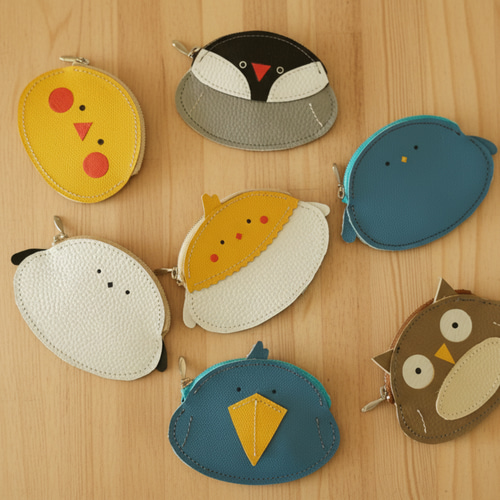 文鳥モチーフの本革コインケース｜ICカード対応・手のひらサイズ
