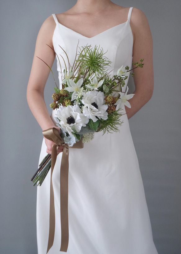 ボタニカルホワイト×グリーンブーケ｜前撮り・結婚式・ホテル婚に