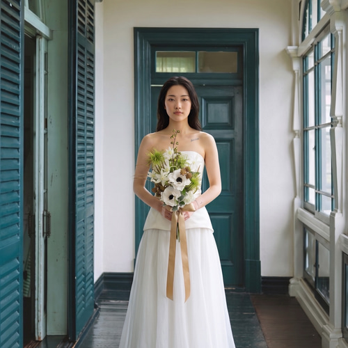 ボタニカルホワイト×グリーンブーケ｜前撮り・結婚式・ホテル婚に