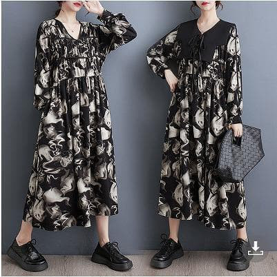 大きいサイズ レディース ロング　ワンピース　襟付き　春 秋冬 韓国 長袖 4,904円