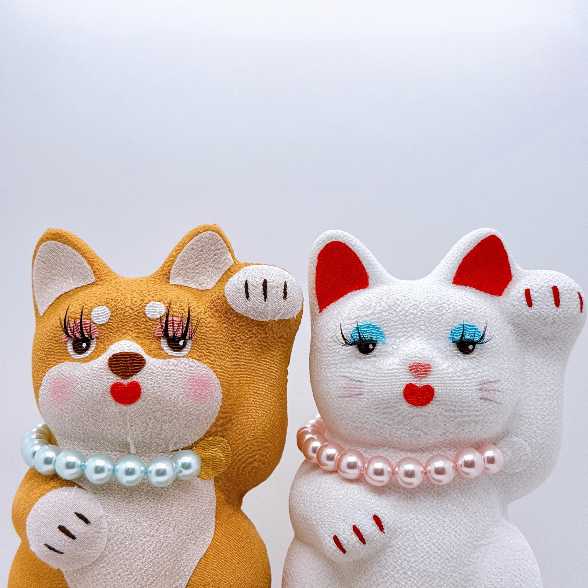【日本龍虎工房】まつげ飾り 招き猫 柴犬 パール