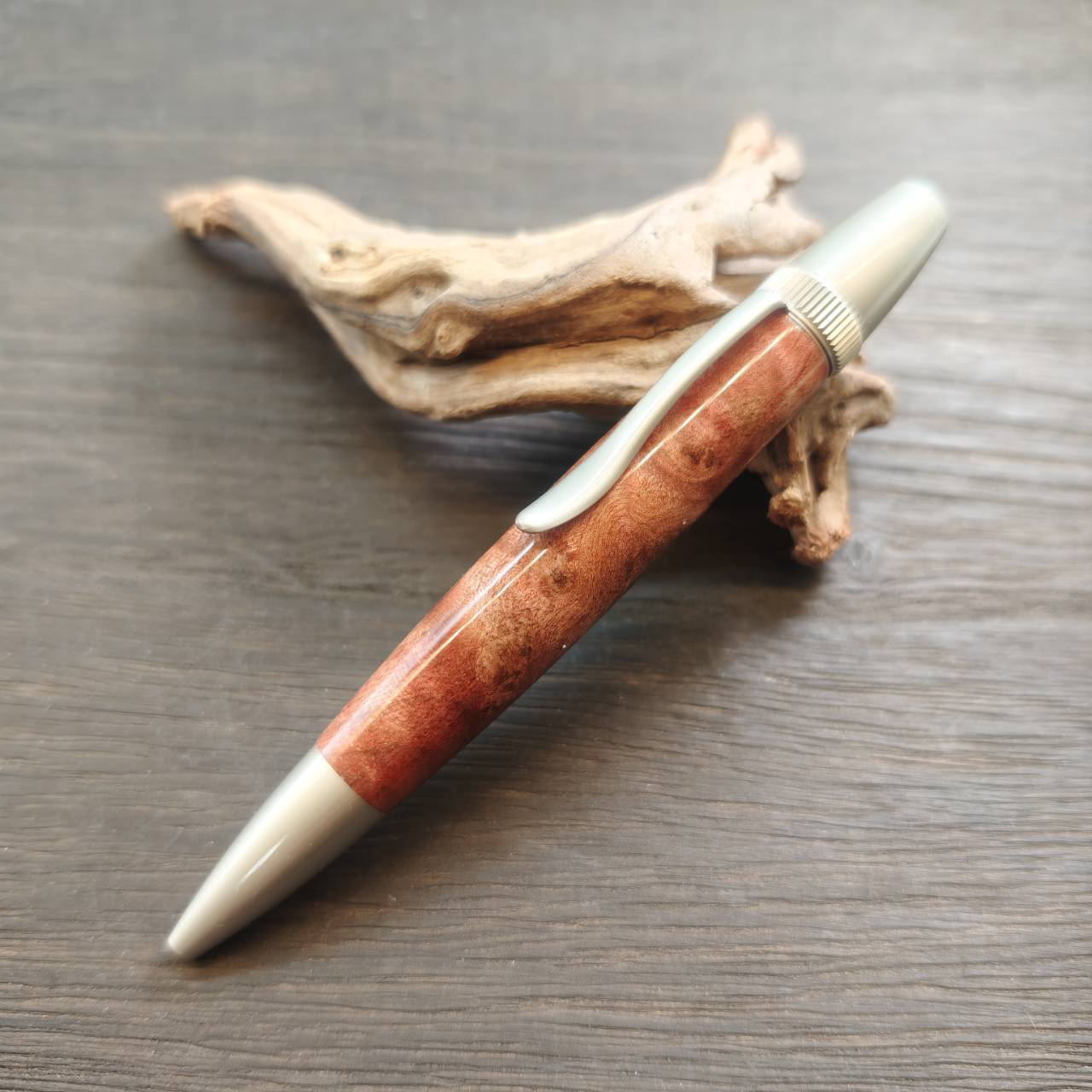 スタビライズドウッド - ツイスト式ボールペン/花梨/瘤杢/サテンニッケル/No.2601028