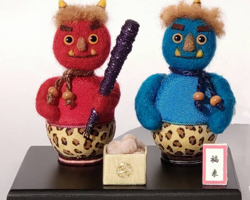 送料無料【遊び心たっぷり節分の鬼ペア】 受注制作・羊毛フェルト