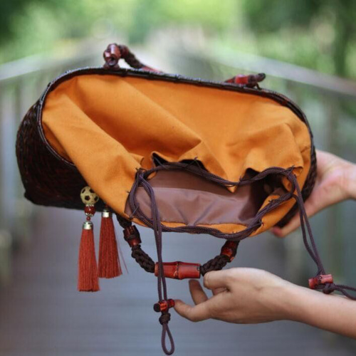 大容量収納かご おしゃれ竹籠 編み 収納箱 小物入れ 茶道＊お菓子入れ