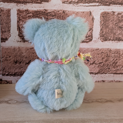 ドイツ製アルパカのテディベア｜うす青 ふんわりやわらか・透明感