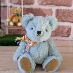 ドイツ製モヘアの桜餅テディベア｜和菓子カラーの春くま くまの