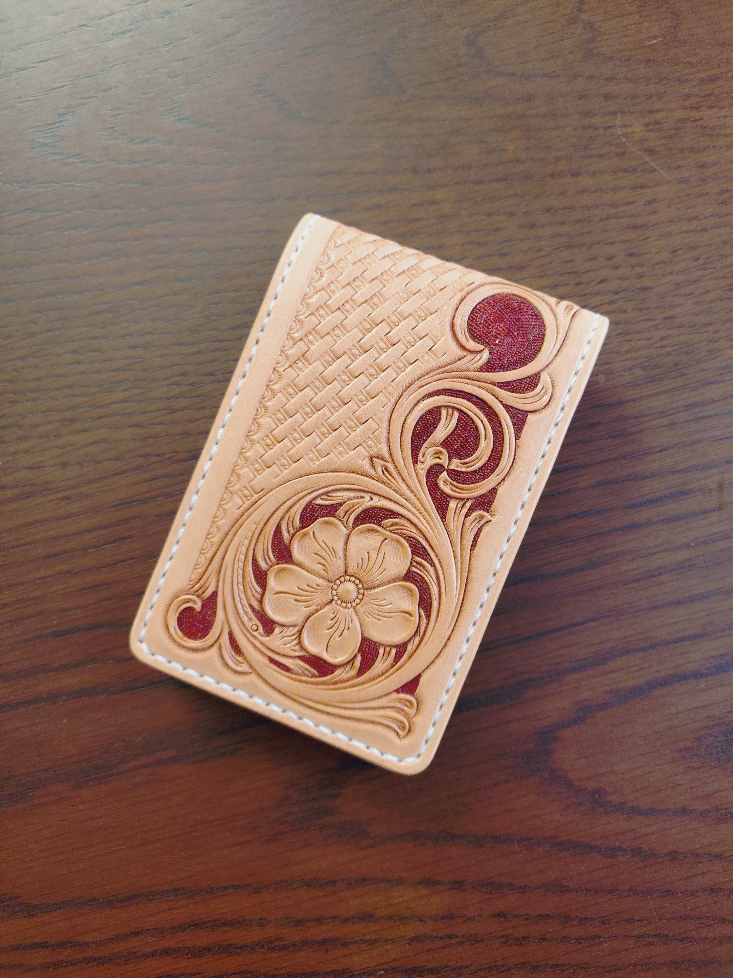 パスケース　カードケース　レザーカービング