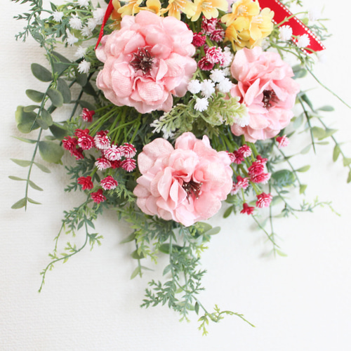 SALE バラのスワッグ リース 2026年新作「送料無料」バラのスワッグリース アーティフィシャル