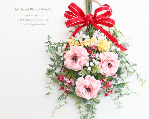 スワッグ　アーティフィシャルフラワー　リース アーティフィシャルフラワーで作るリース＆スワッグ手作りキット（手芸