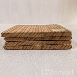▦きのかたち：色とりどりの不揃いコースター／セットⅠ「疾走る縞馬ゼブラウッド×4」│coaster Zebrawood 6枚目の画像