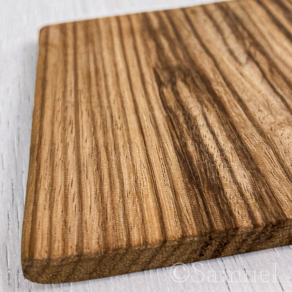 ▦きのかたち：色とりどりの不揃いコースター／セットⅠ「疾走る縞馬ゼブラウッド×4」│coaster Zebrawood 9枚目の画像