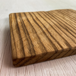 ▦きのかたち：色とりどりの不揃いコースター／セットⅠ「疾走る縞馬ゼブラウッド×4」│coaster Zebrawood 8枚目の画像
