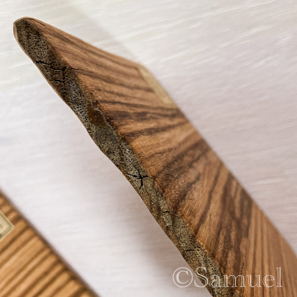 ▦きのかたち：色とりどりの不揃いコースター／セットⅠ「疾走る縞馬ゼブラウッド×4」│coaster Zebrawood 14枚目の画像