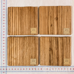 ▦きのかたち：色とりどりの不揃いコースター／セットⅠ「疾走る縞馬ゼブラウッド×4」│coaster Zebrawood 2枚目の画像