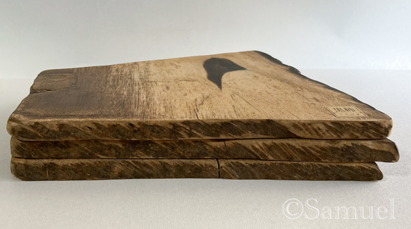 ▦きのかたち：色とりどりの不揃いコースター／セットⅡ「黒柿terzetto」│coaster Wood 14枚目の画像