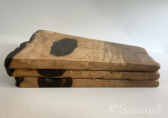 ▦きのかたち：色とりどりの不揃いコースター／セットⅡ「黒柿terzetto」│coaster Wood 13枚目の画像