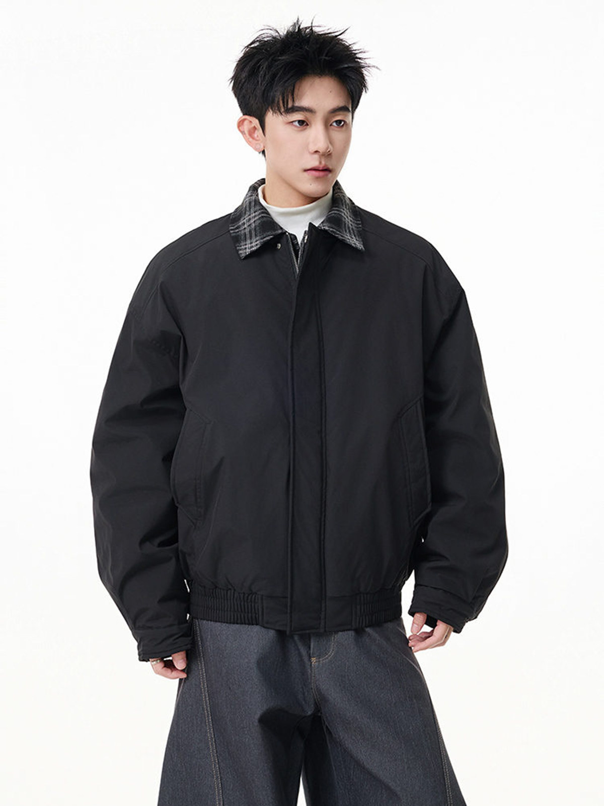 アメリカ風の偽2枚の綿入れコート男性冬のファッションブランドゆったり厚手保温綿入れカジュアル開襟ごろつきかっこいい綿入れ