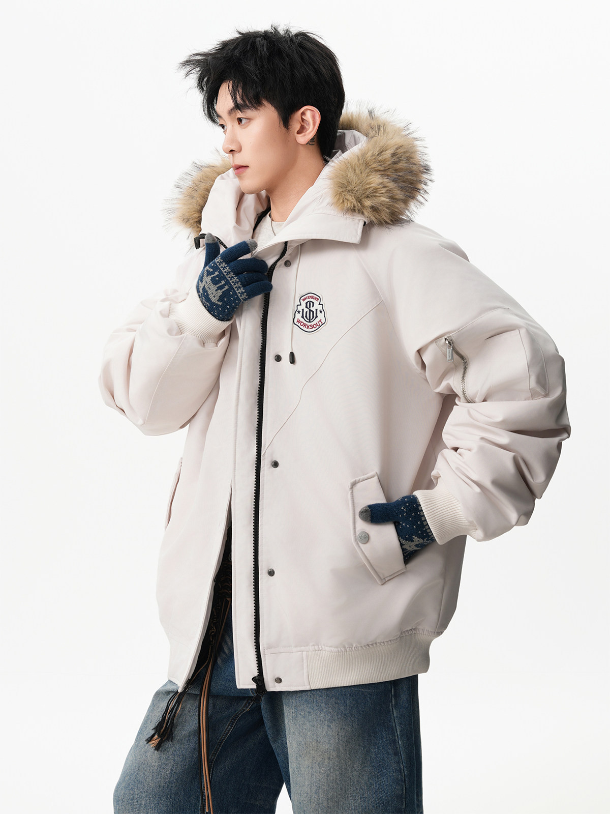 取り外し可能な襟付きパーカーの綿入れコート男性冬の新しいファッションブランドゆったりとした厚手の保温連帽の綿入れ